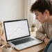 A person checking a price graph on a laptop