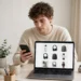 A person comparing products on a laptop