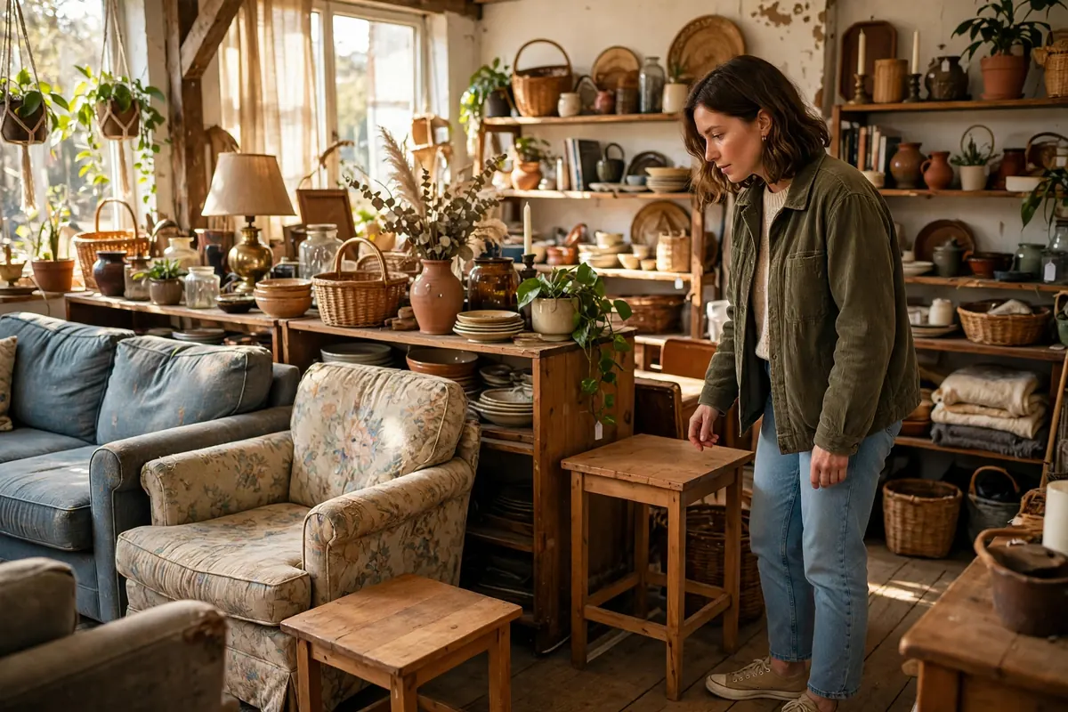 Browsing second-hand furniture