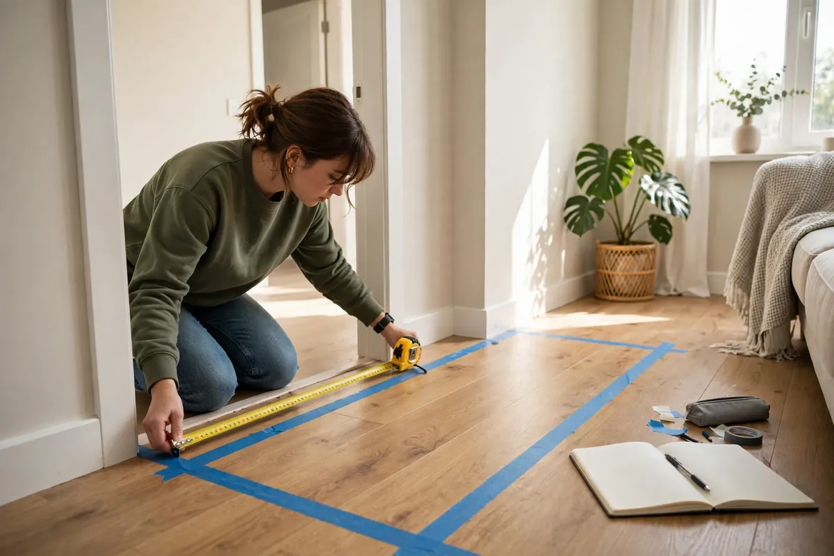 Measuring room and door for sofa